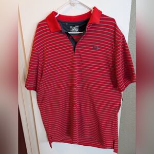 Under Armour Men's Red Striped Polo Shirt